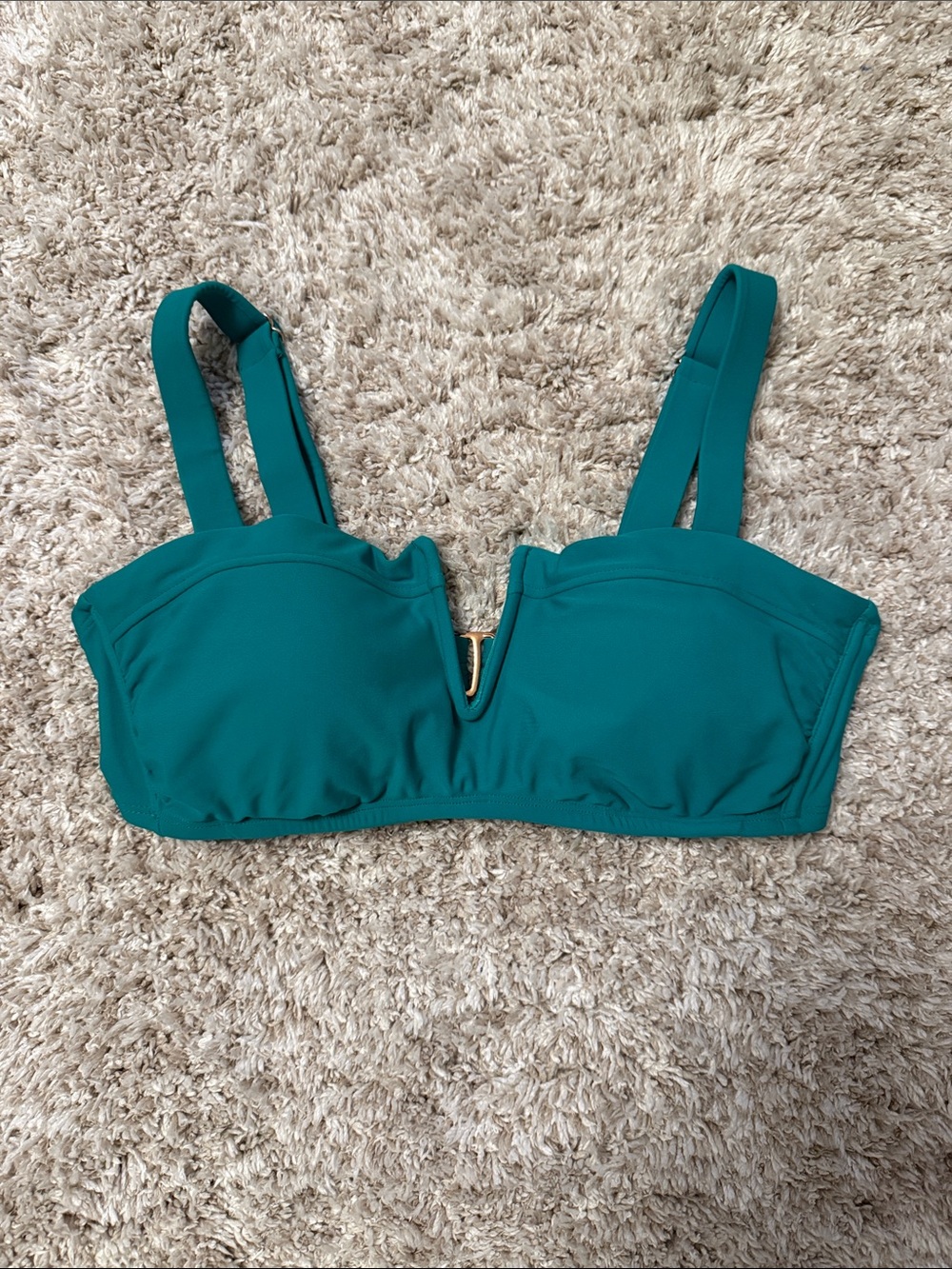 Teal V-Notch Bikini Top